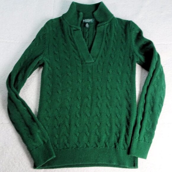 Lauren Ralph Lauren Sweaters - Ralph Lauren Green  L/S Knit Cotton Sweater Sz PS